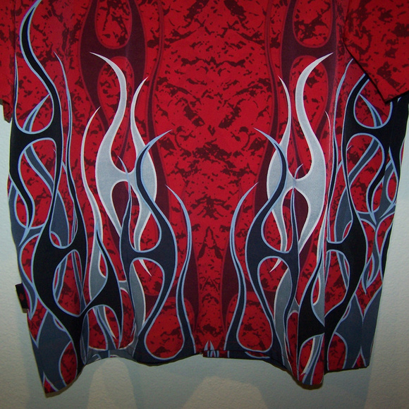 DRAGONFLY CLOTHING CO. RED FLAMED CAMP SHIRT S3243 - Picture 7 of 7